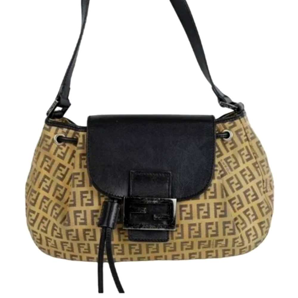 FENDI Zucca Mamma Shoulder Bag Canvas Brown Authentic G0207923